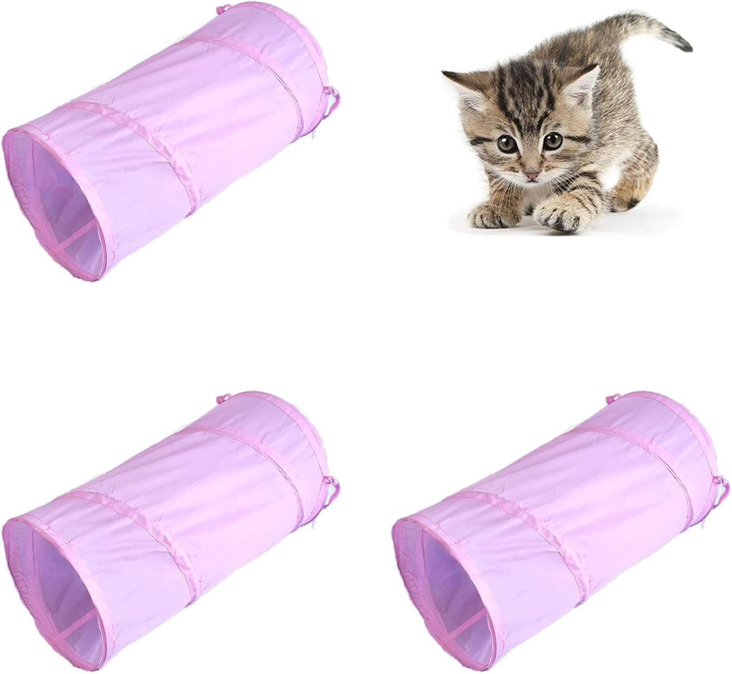 iCAGY Foldable Spiral Cat Tunnel - Indoor Toy for Small Cats, Kittens, and Rabbits - Tube for Interactive Play and Outdoor Fun - Pet Activity Toy 20" 3 Pcs