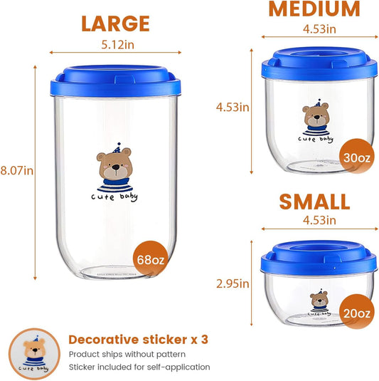 3PCS Dog Food Storage Container Set – Airtight Dog Food Container, Transparent Pet Food Storage Containers for Dog Treats, Cat Food Container, Blue, Multi-Size