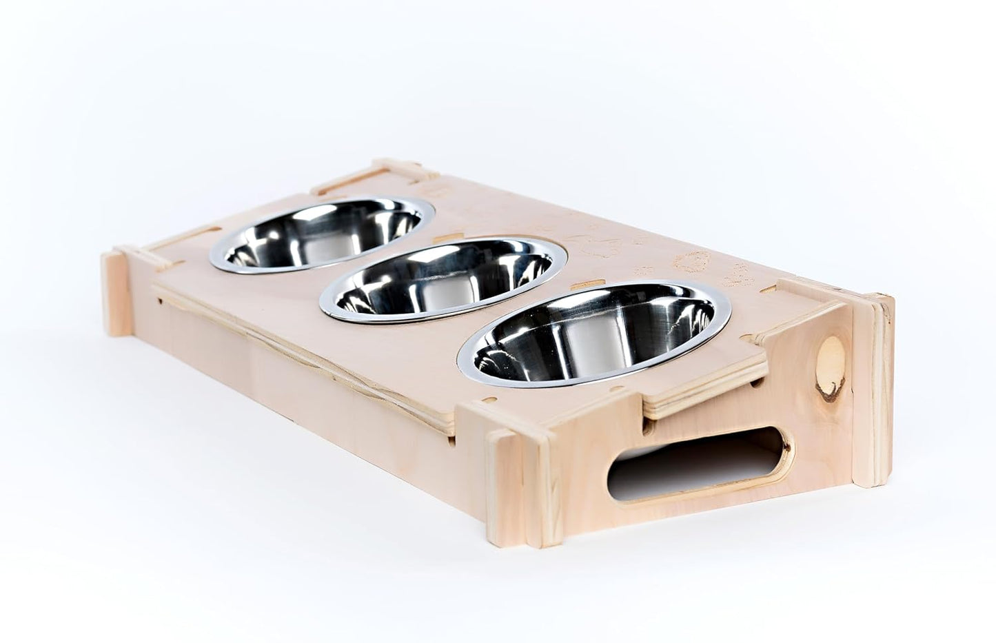 Small Pet Select - Raised Bowl Holder with Three Feeding Bowls for Rabbits, Cats, Dogs, and Other Small Animals