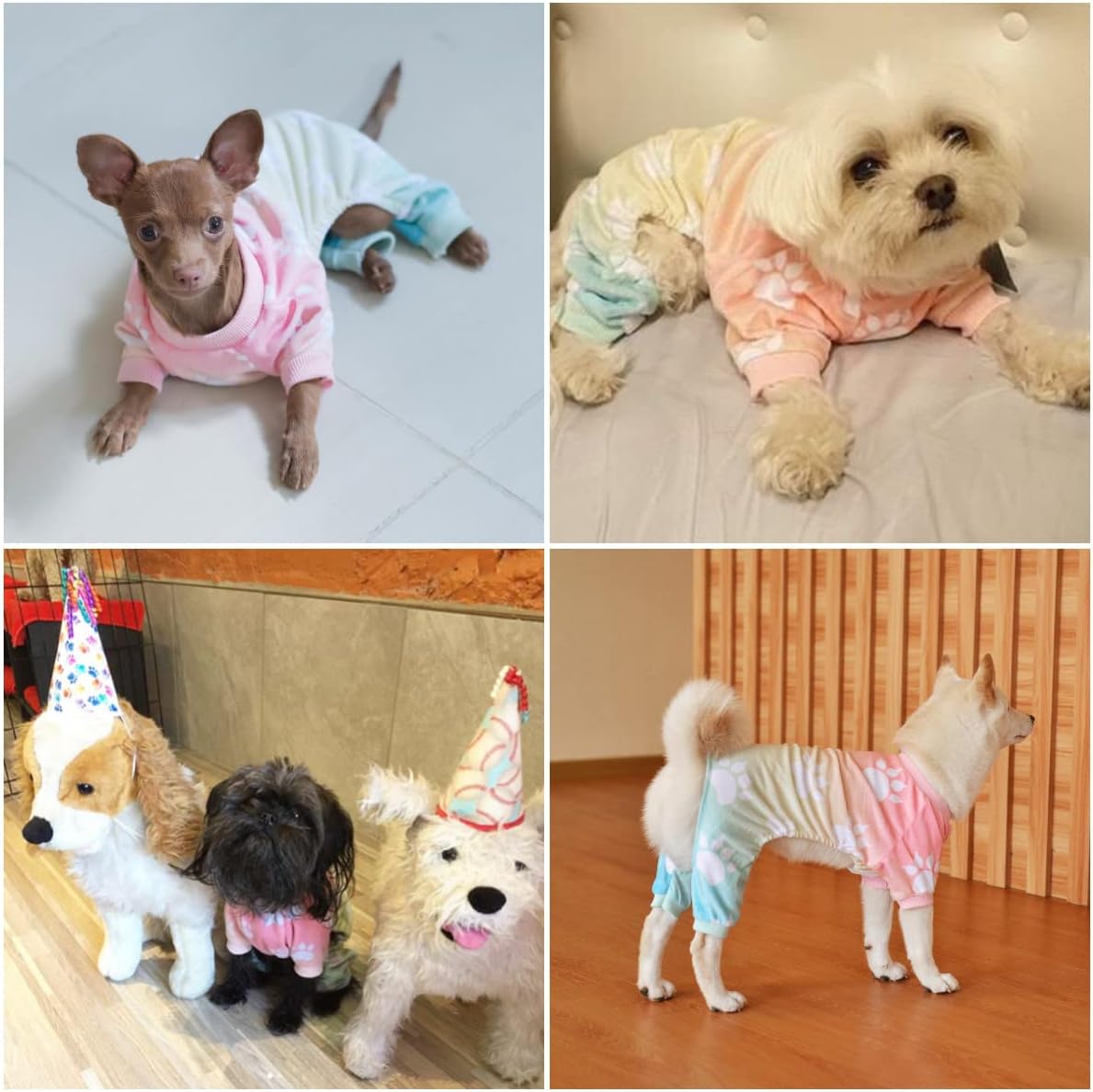 CuteBone Small Dogs Outfit Soft Puppy Onesies Pjs Dog Pajamas Pet Coat Cat Apparel Comfy Doggie Jumpsuit Bodysuit for All Seasons P09XS