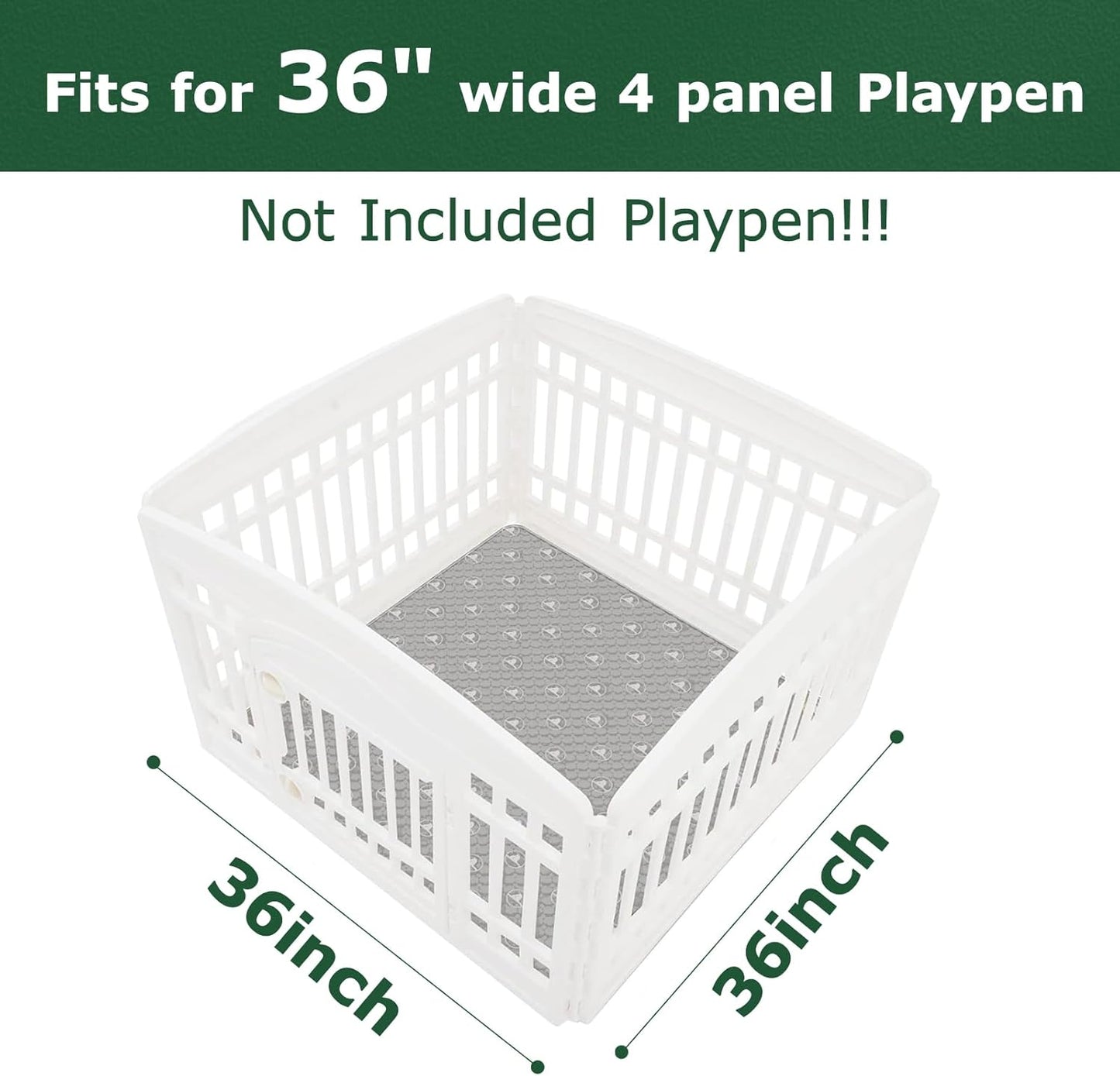 PJYuCien Washable Dog Playpen Mat, 36”x 36”, Leak-Proof Reusable Puppy Pee Pads, Non-Slip Pee Mat for Whelping Pads, Crate, Potty Training, Puppy Playpen (Note: Mat Only, Playpen Not Included)
