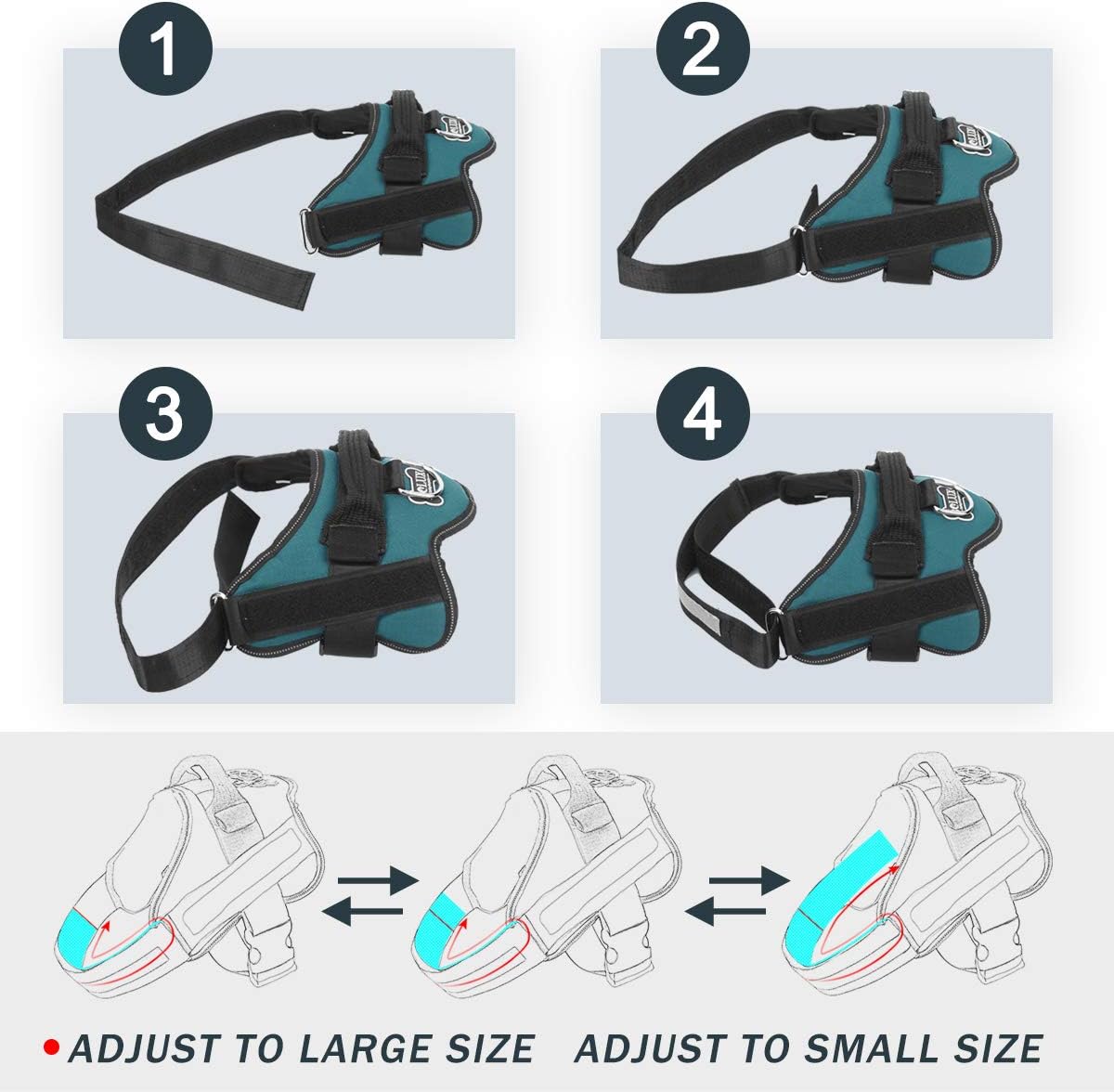 Bolux Dog Harness, No-Pull Reflective Dog Vest, Breathable Adjustable Pet Harness with Handle for Outdoor Walking - No More Pulling, Tugging or Choking (Turquoise, M)