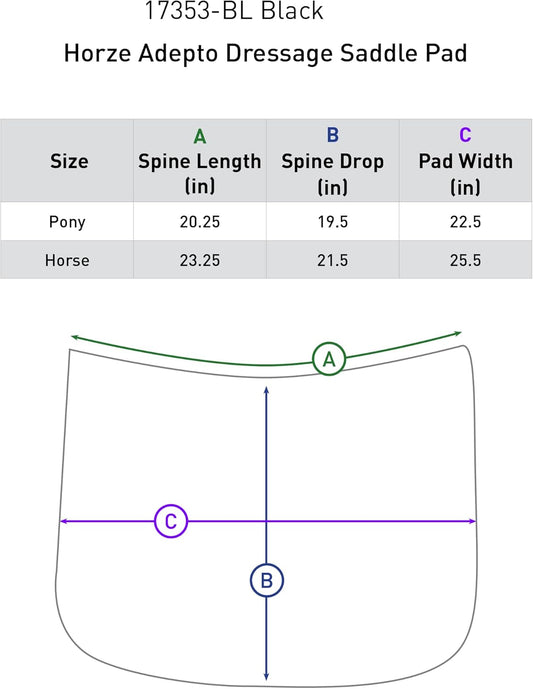 HORZE Adepto Quilted Quick-Dry Dressage Saddle Pad for Horses with Two-Tone Trim