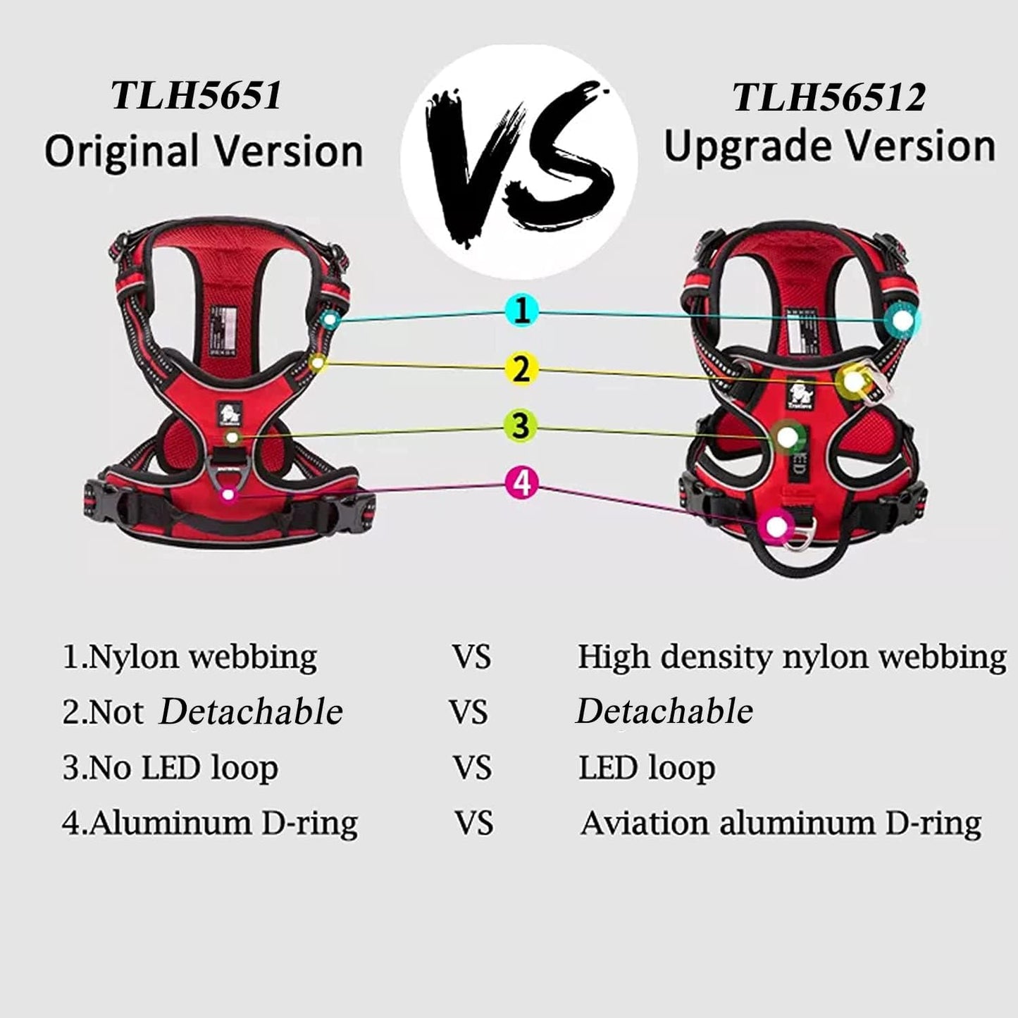 TRUE LOVE Truelove Dog Harness No Pull Nylon Reflective Pet Harness Adjustable Comfortable Control Step-in Brilliant Colors TLH56512