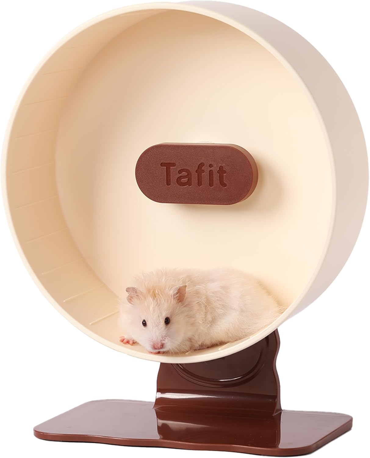 Quiet Hamster Wheel 10.2 Inch Dual-Bearings Silent Small Animals Running Exercise Wheel Height Adjustable for Syrian Hamsters, Gerbils, Rats, or Other Small Pets, Mousse White