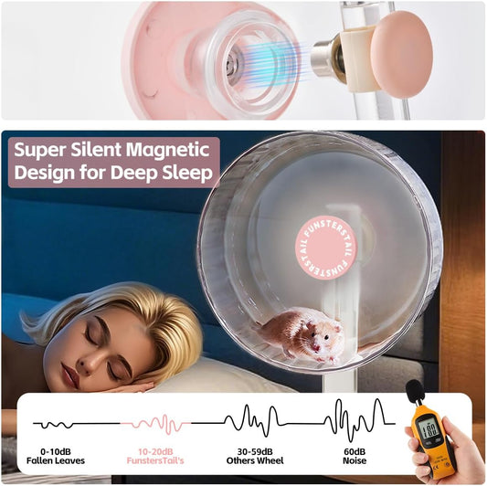 Super Silent Hamster Wheel 8.7 Inch, Magnetic Large Rat Wheel for Chinchilla, Gerbil, Guinea Pig, Cat, Mouse, Sugar Glider and Dwarf, Syrian Hamster Accessories (Peach Pink)