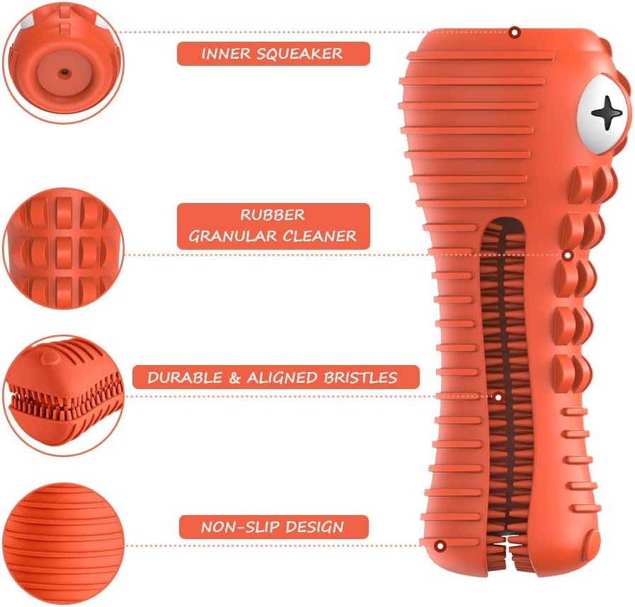 Dog Toys for Aggressive Chewers Large Medium Breed, Indestructible Dog Toothbrush Chew Toys, Squeaky Interactive Tough Extremely Durable, Dogs Toys to Keep Them Busy