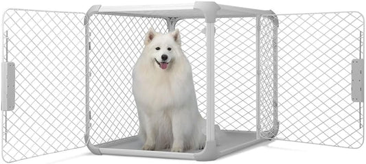 DIGGS Evolv Dog Crate - Slim, Durable Dog Kennel with Removable Ceiling Panel and Modular Design - Safe, Stylish, Convenient (Ash, Large)