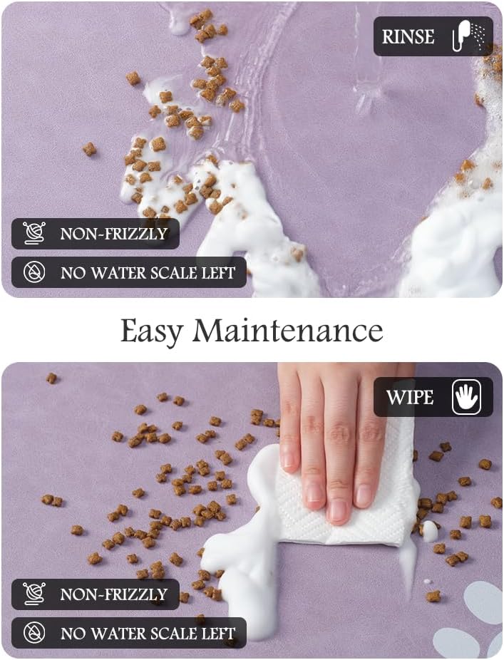 Pet Feeding Mat-Absorbent Dog Mat for Food and Water Bowl-No Stains Quick Dry Water Dispenser Mat-Dog Accessories Pet Supplies-Bowl for Messy Drinkers（Purple,17"x34"