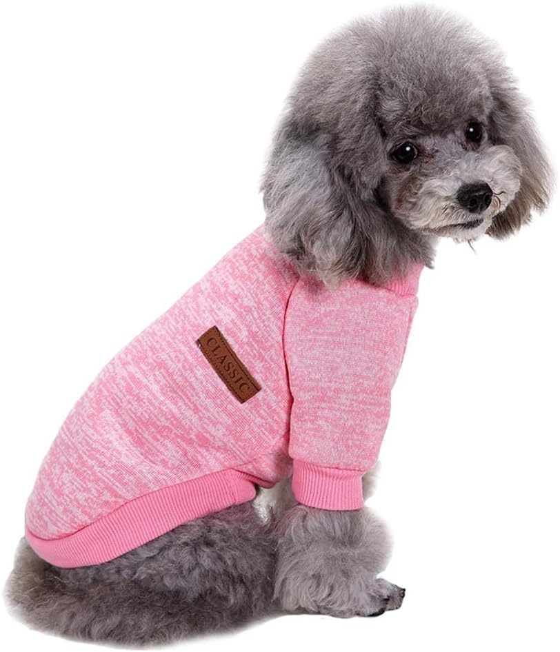 Jecikelon Dog Clothes Dogs Sweater Soft Puppies Clothing Winter Puppy Sweaters Warm Outfit for Dogs Small XXS XS Cat Apparel (X-Large, Pink)