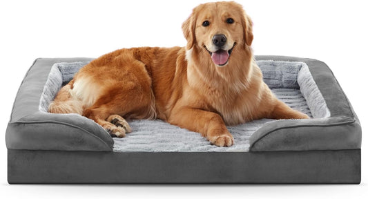 FURTIME Orthopedic Dog Beds Large Sized Dog, XL Washable Dog Sofa Bed for Large Dogs, Comfy Supportive Egg-Crate Foam Pet Couch Bed with Removable Cover, Waterproof Lining and Nonskid Bottom
