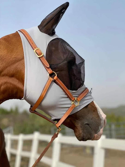 Horse Fly Mask Super Comfort Horse Fly Mask Elasticity Fly Mask with Ears We Only Make Products That Horses Like… (Gray, M)