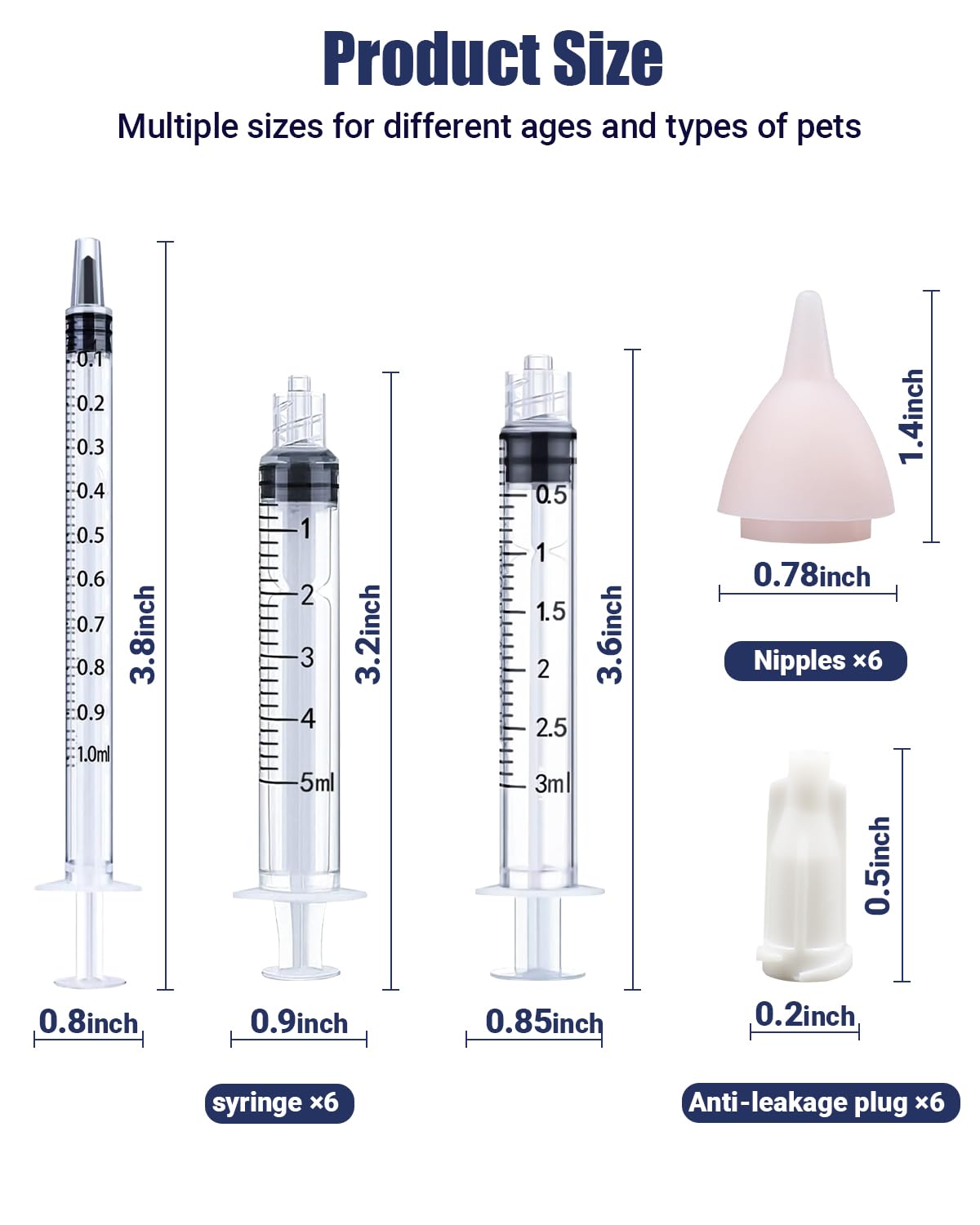 Pet Nursing Bottle, Nursing Bottle Kits, Kitten Bottle Feeding Kit, Fit for Feeding Newborn Puppies, Kitten, Squirrel, with 6 Replacement Nipple for Nursing Puppy Milk
