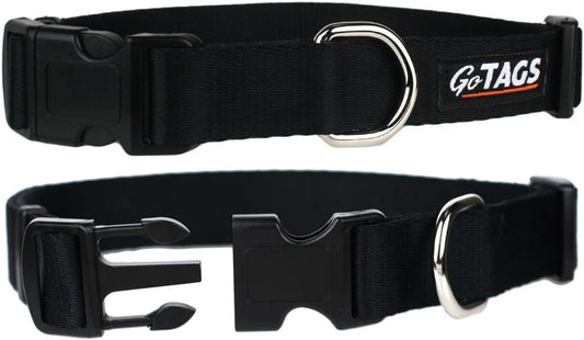 GoTags Dog Collars, Durable Solid Nylon Dog Collars in 5 Color Options and 4 Adjustable Sizes for Puppy and Dogs Extra Small, Small, Medium or Large