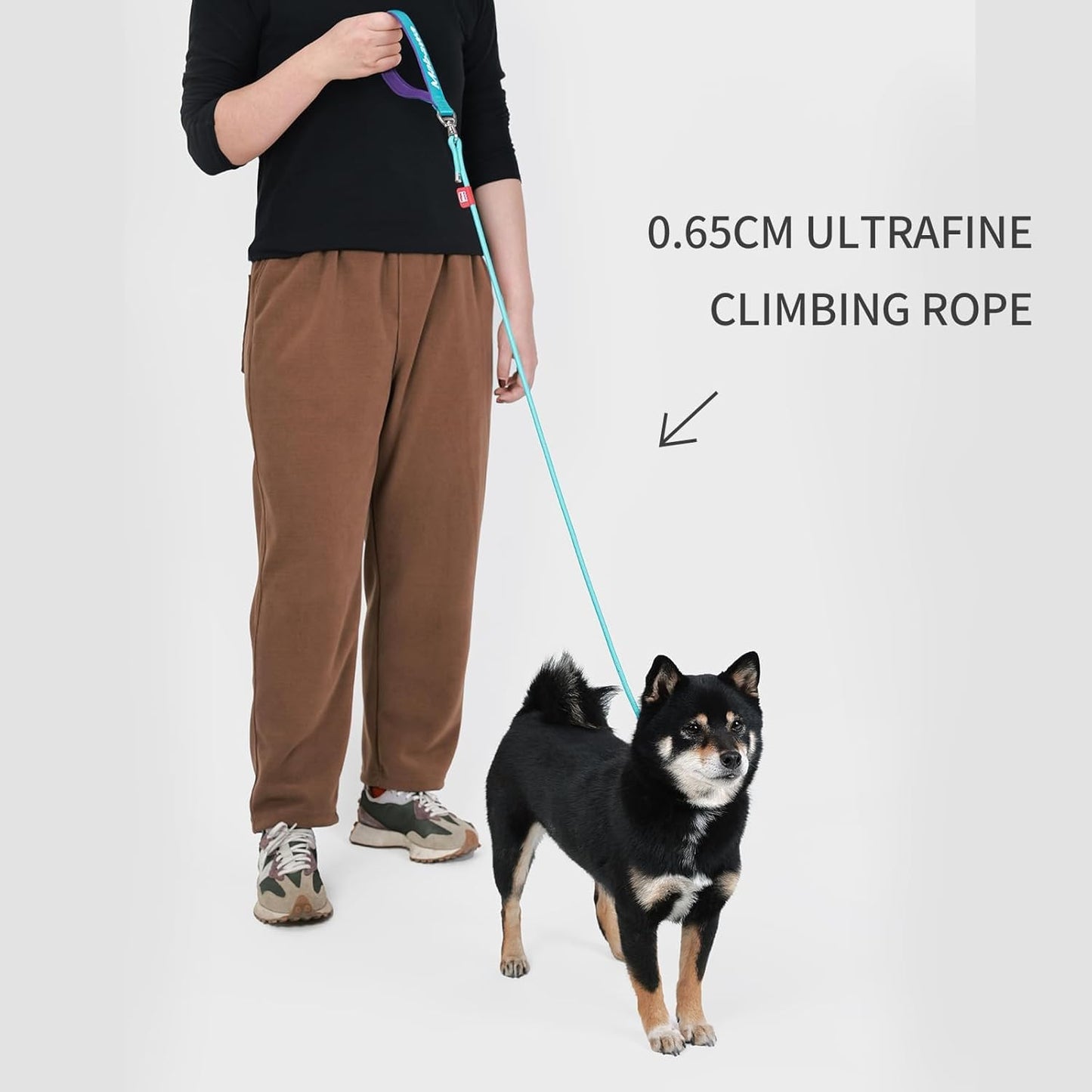 Dog Anti-Slip Leash 5FT with Metal Stopper - Durable No-Pull Training Lead for Small, Medium & Large Dogs - Comfortable Handle Nylon Rope, Tangle-Free Pet Walking Leash (Lake Blue, 5.6FT)