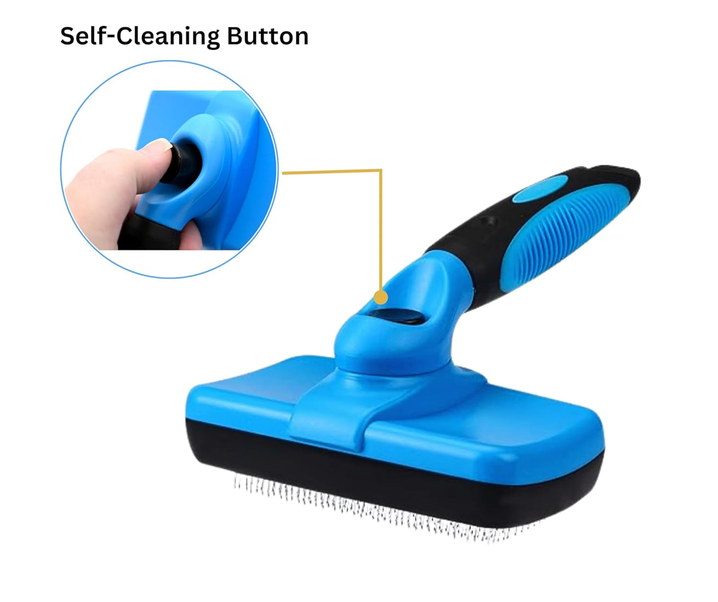 3-in 1 Dog & Cat Grooming Supplies- Self-cleaning Slicker Brush, Deshedding Rake Comb, And Finger Toothbrush For Dogs & Cats | Perfect For Pet Grooming Kit, Dematting And Dental Tool (blue)