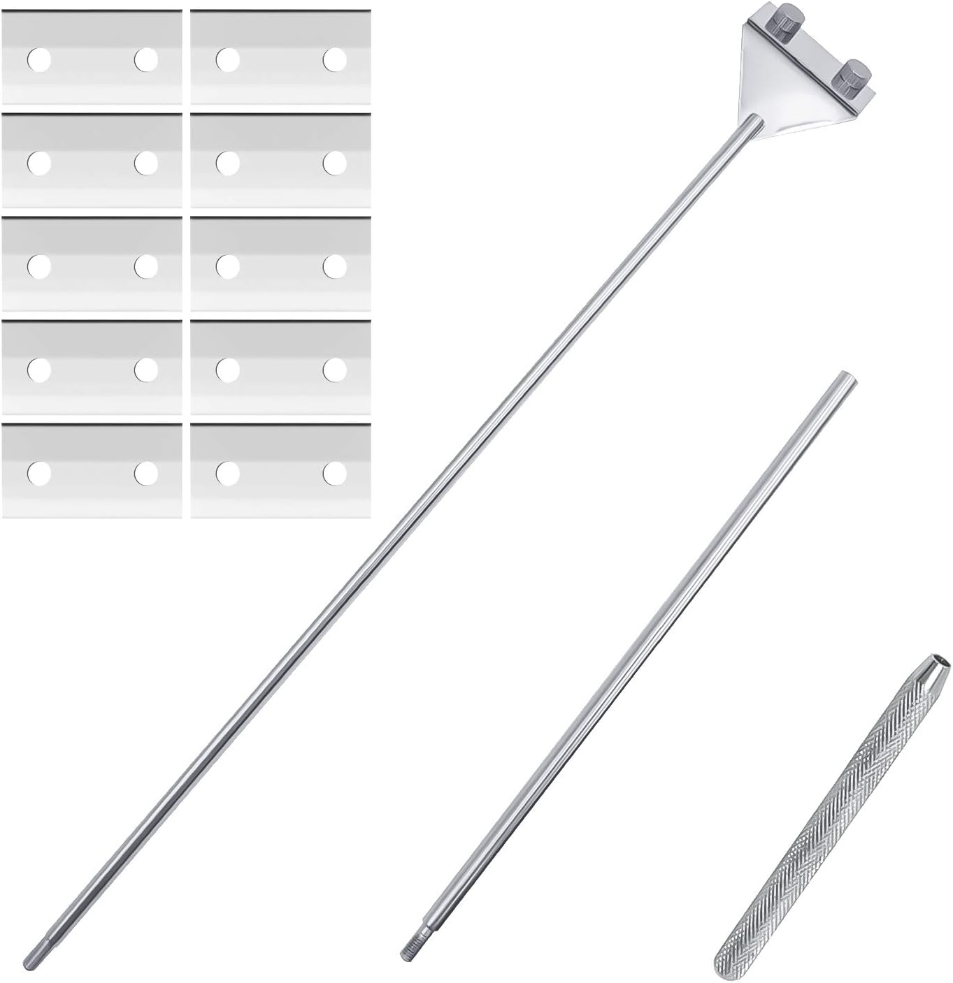 Aquarium Fish Tank Tools Kit Stainless Steel Algae Cleaning Scraper Razor Cleaner with 10 Pcs Blades (26 Inch)