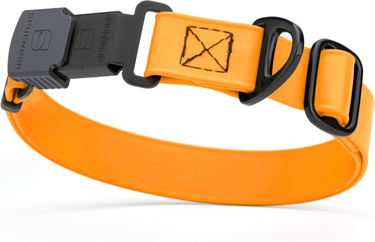 Dogline Biothane Waterproof Dog Collar with Herm Sprenger Black Stainless Steel Quick Release Buckle – Heavy Duty Tactical Durable Collar for Dogs – Comfortable, Safe Pet Collar W 1" L15-25 Tangerine
