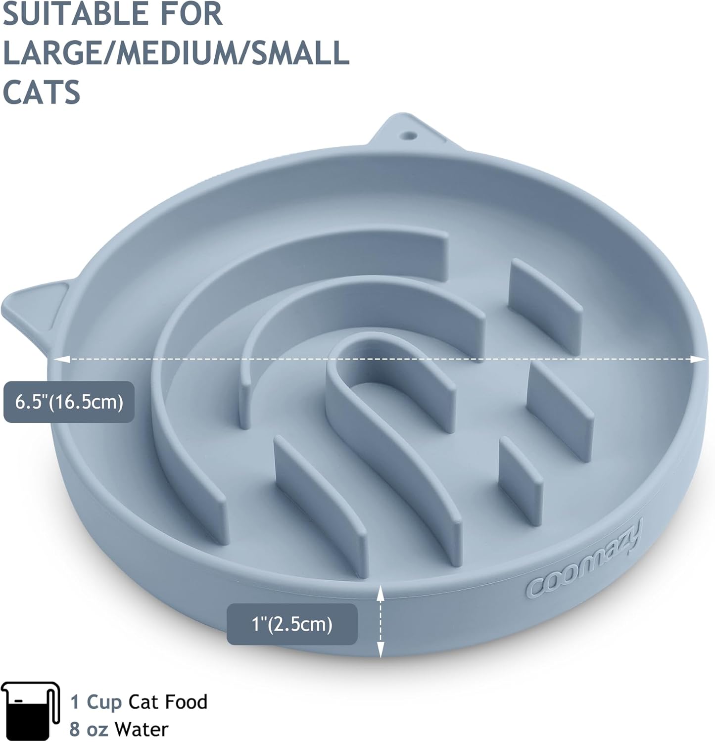 Coomazy Silicone Slow Feeder Dog Cat Bowls, Interactive Puzzle Toy for Pets Food Training, Keeps Dogs Cats Busy, Prevents Puppy Kitty Overeating (Light Blue, 1.4Cup)