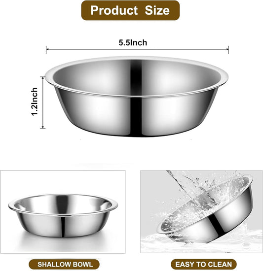 Stainless Steel Raised Cat Food Bowl for 2 Bowls, 5.5-Inch Replaceable Cat Bowl, Pack of 2 （Not fit 4.7 inch 3 Bowls）
