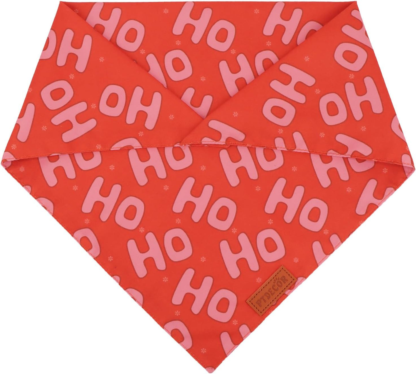 PTDECOR Christmas Dog Bandana, Xmas HOHO Santa Design Reversible Holiday Dog Scarf, Triangle Christmas Bandanas for Small Pets (Small)