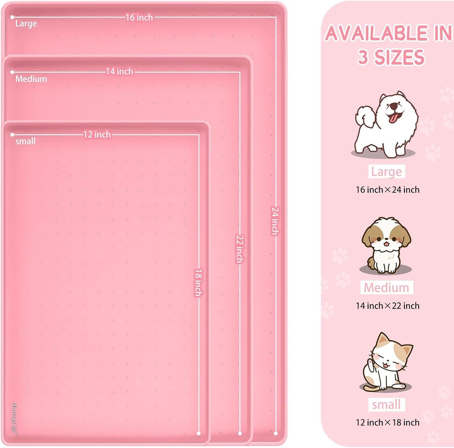 MateeyLife Silicone Cat & Dog Food Mat for Floors Waterproof, Anti-Slip Dog Bowl Mats for Food and Water, Pet Feeding Mats with Lip to Prevent Spills, Pet Placemat for Messy Drinkers to Protect Floors