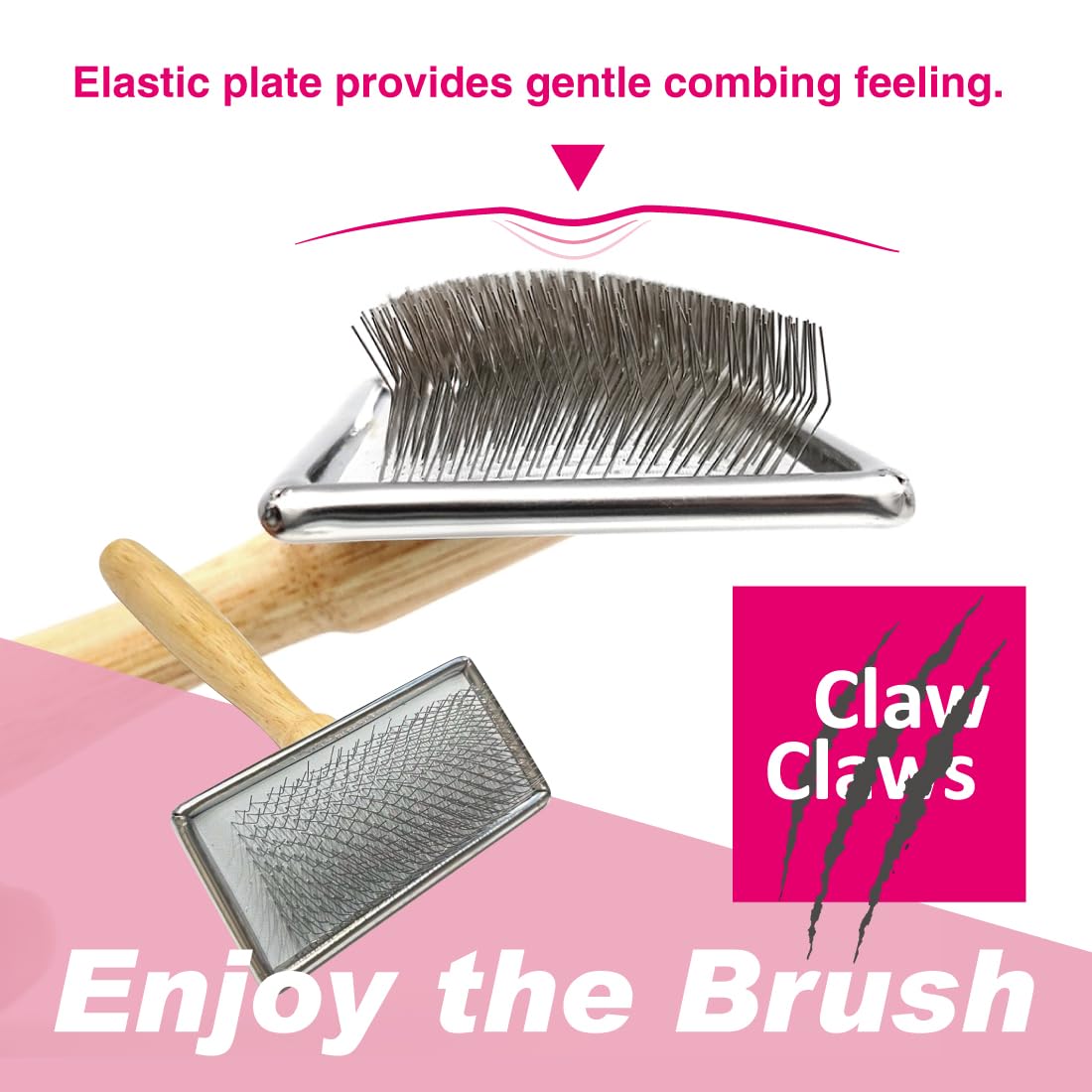 Pet Slicker Brush for Large Dogs, Wooden Handle, Gently Remove Tangled and Mats Hair, Pet Grooming Brush Tool, Sheepskin Wool Carders (3.85")