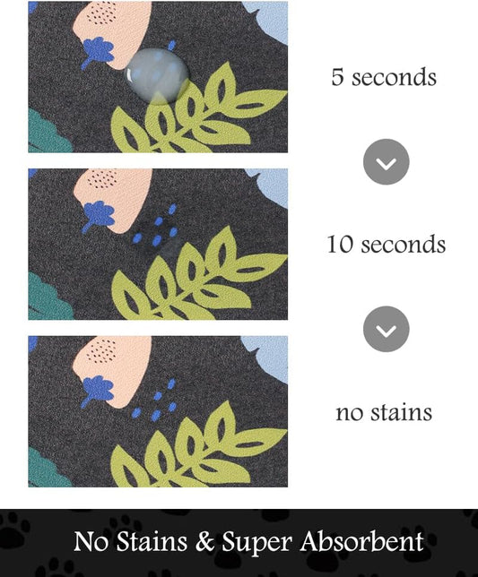 Pet Feeding Mat-Absorbent Dog Mat for Food and Water Bowl-No Stains Quick Dry Water Dispenser Mat-Dog Accessories Pet Supplies-Bowl for Messy Drinkers（DARKFLOWERS,12"x19"