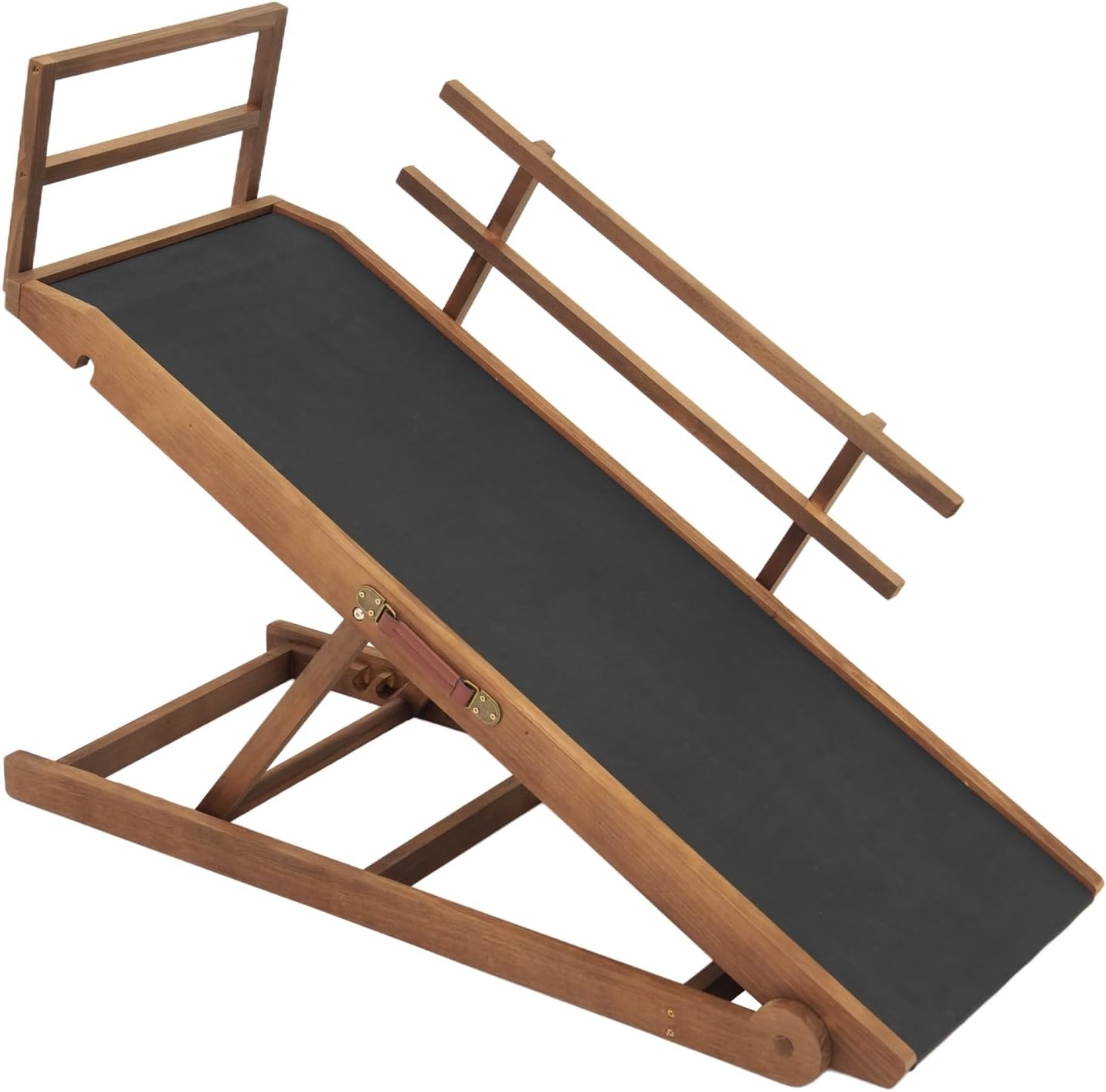 Dog Ramp for Bed, Dog Stairs for Small and Large Dogs, Portable Dog Steps for Bed, Couch, Car, Adjustable Folding Pet Ramp, Upgrade Rubber Pet Steps, Supports up to 210 lbs (Medium-Brown)