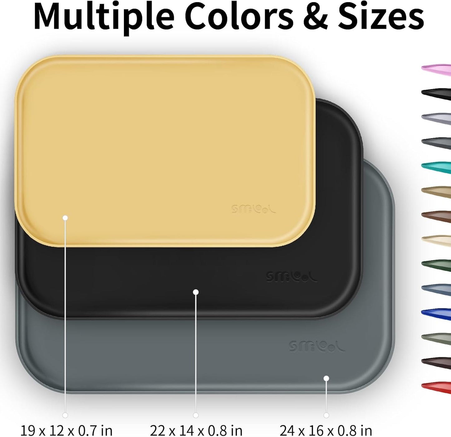 Silicone Pet Feeding Mat with Raised Edge for Food and Water, Dog Bowl Mats, Cat Bowls Placemat with High Lip for Floor Waterproof, Rubber Tray for Cats and Dogs 24 x 16 x0.8 Navy Blue