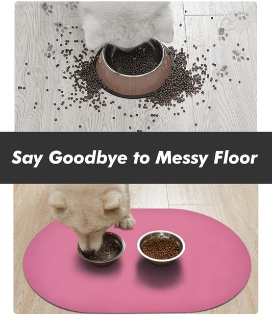 Absorbent Dog Food and Water Bowl Mat - Quick Dry, No Stains Feeding Mat for Messy Drinkers - Pet Supplies Accessories
