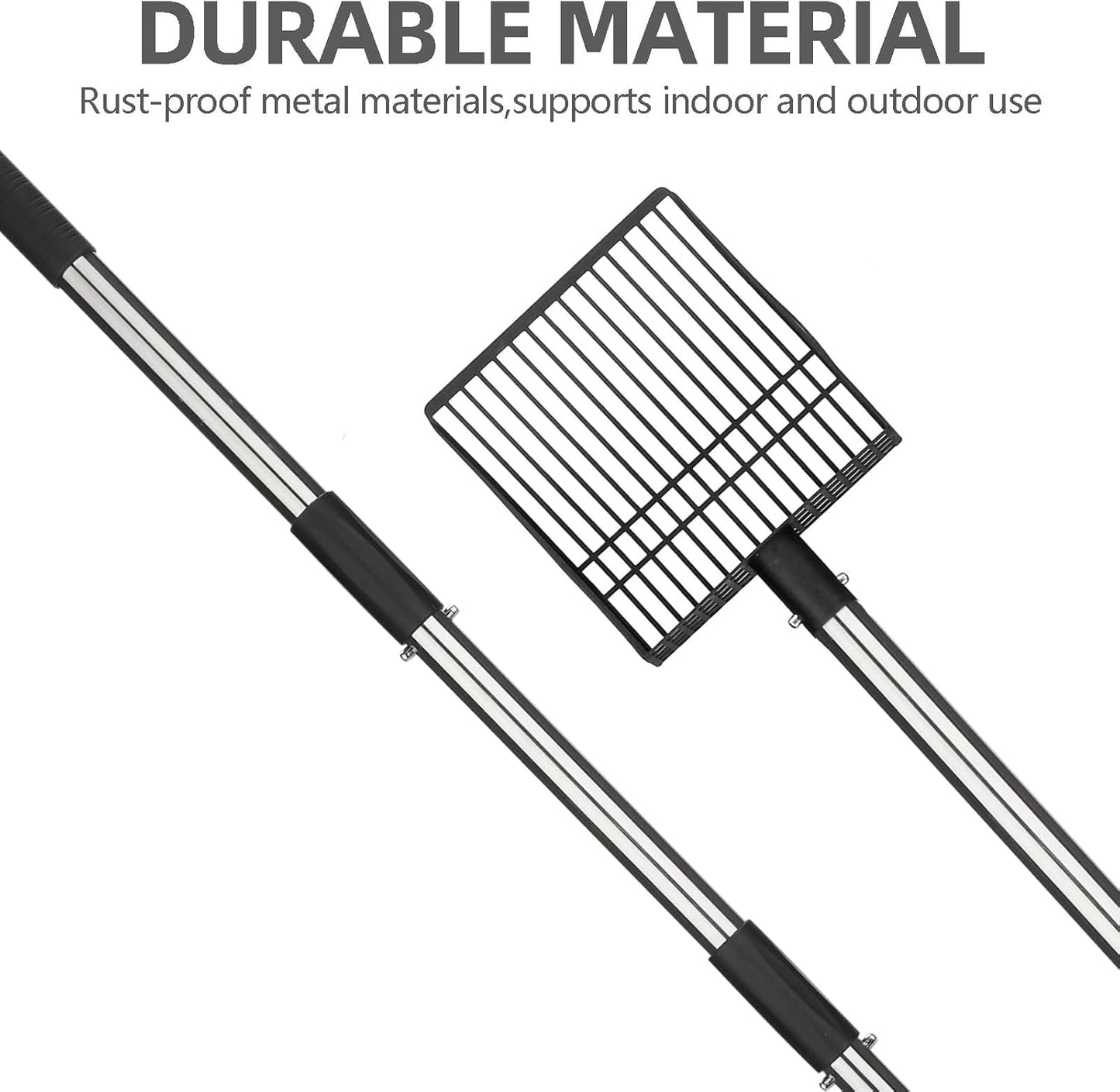 PUPTECK Fast Sifting Cat Litter Scoop - Long Handle Chicken Poop Scooper with Deep Shovel, Heavy Duty & Non-Stick Kitty Metal Litter Sifter, Chicken Coop Accessories