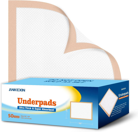 Ultra-Absorb Hospital Grade Bed Pads Disposable Adult 30x36 Inch Leakproof Underpads, Quick-Dry Incontinence & Puppy Pee Pads, 50 Count