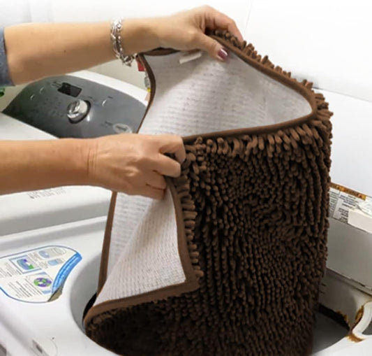 Muddy Mat® AS-SEEN-ON-TV Highly Absorbent Microfiber Door Mat and Pet Rug, Non Slip Thick Washable Area and Bath Mat Soft Chenille for Kitchen Bathroom Bedroom Indoor and Outdoor - Brown XXL 60"X48"