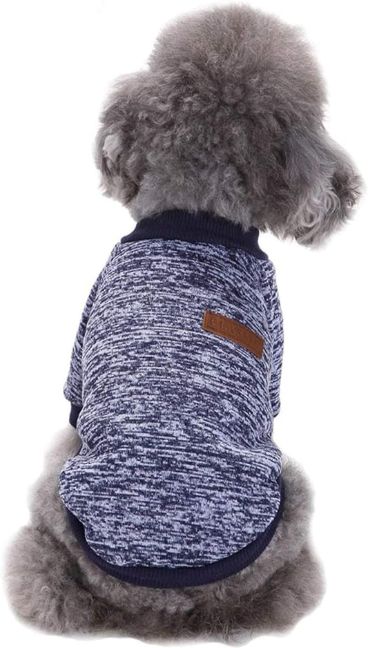 Jecikelon Dog Clothes Dogs Sweater Soft Puppies Clothing Winter Puppy Sweaters Warm Outfit for Dogs Small XXS XS Cat Apparel (Navy Blue, L)