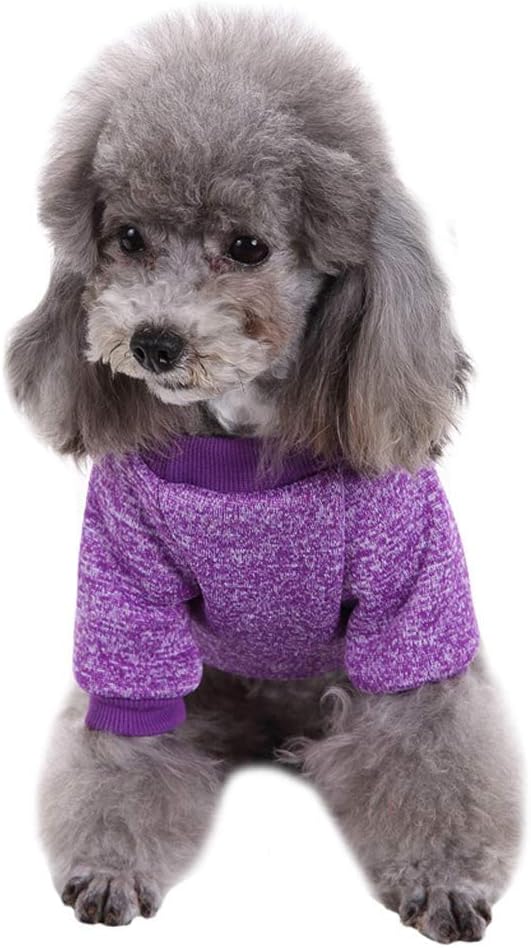 Jecikelon Dog Clothes Dogs Sweater Soft Puppies Clothing Winter Puppy Sweaters Warm Outfit for Dogs Small XXS XS Cat Apparel (Purple, XS)