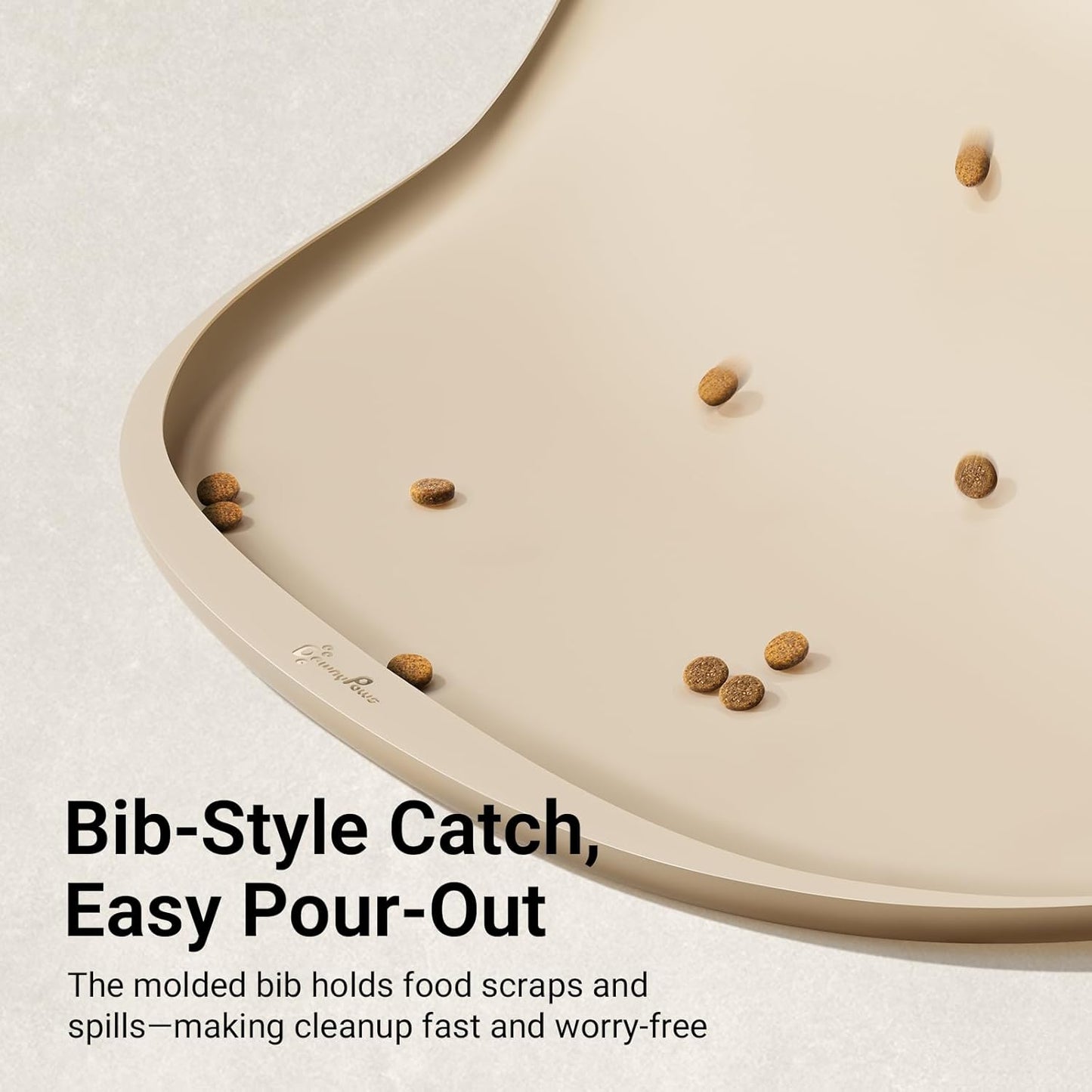 DownyPaws Dog Food Mats for Floors Waterproof, BPA Free Silcone Dog Bowl Mat, Non-Slip Pet Feeding Mat with High Raised Edge, Cat Placemat for Messy Drinkers, 24"×17", Almond