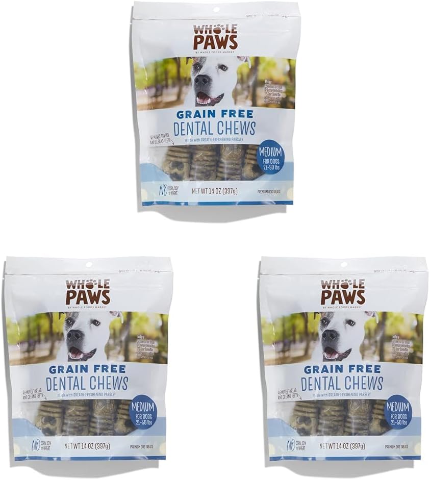 Whole Paws, Grain-Free Dental Treat Medium, 14 Ounce (Pack of 3)