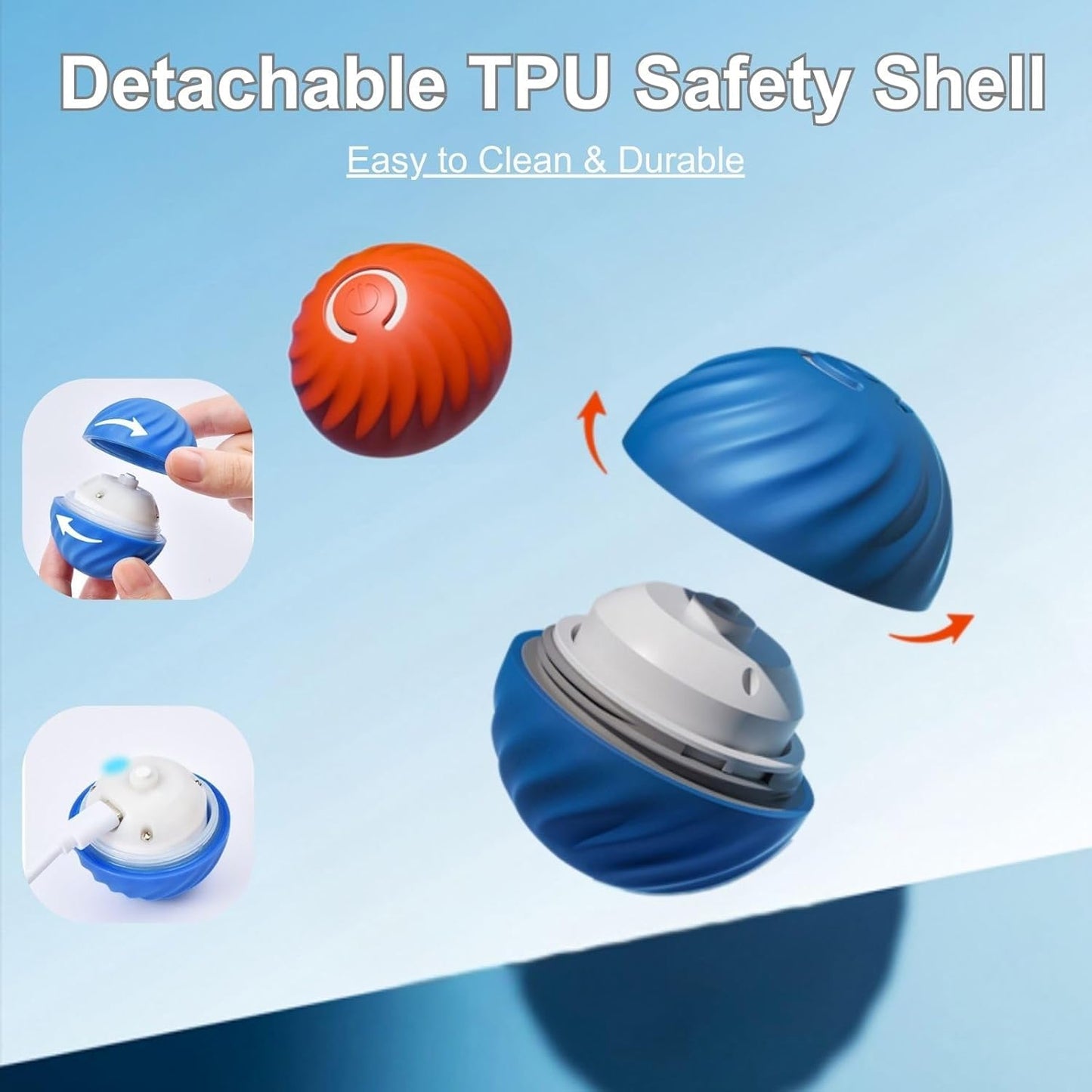 Zoomie Buddy 2.0, Zoomie Buddy for Dogs, 2 in 1 Smart Touch Interactive Dog Balls ＆ Pet Feeder, 2.83" Diameter, Suitable for Small/Medium Dogs, with Fruit Plush Cover (2*Orange, Bayberry)