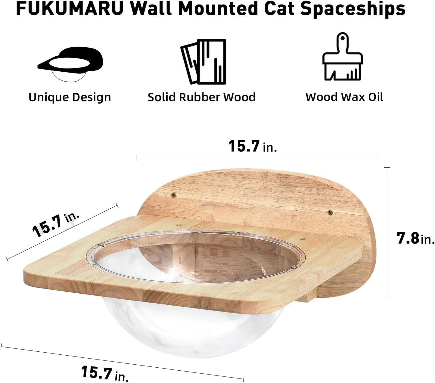FUKUMARU Cat Wall Furniture Set, Transparent Capsule Kitten Walls Shelves with 2 PCS Pedals - Premium Kitty Bed for Sleeping, Playing, Climbing, and Lounging - Easily Holds Up to 35 Lbs