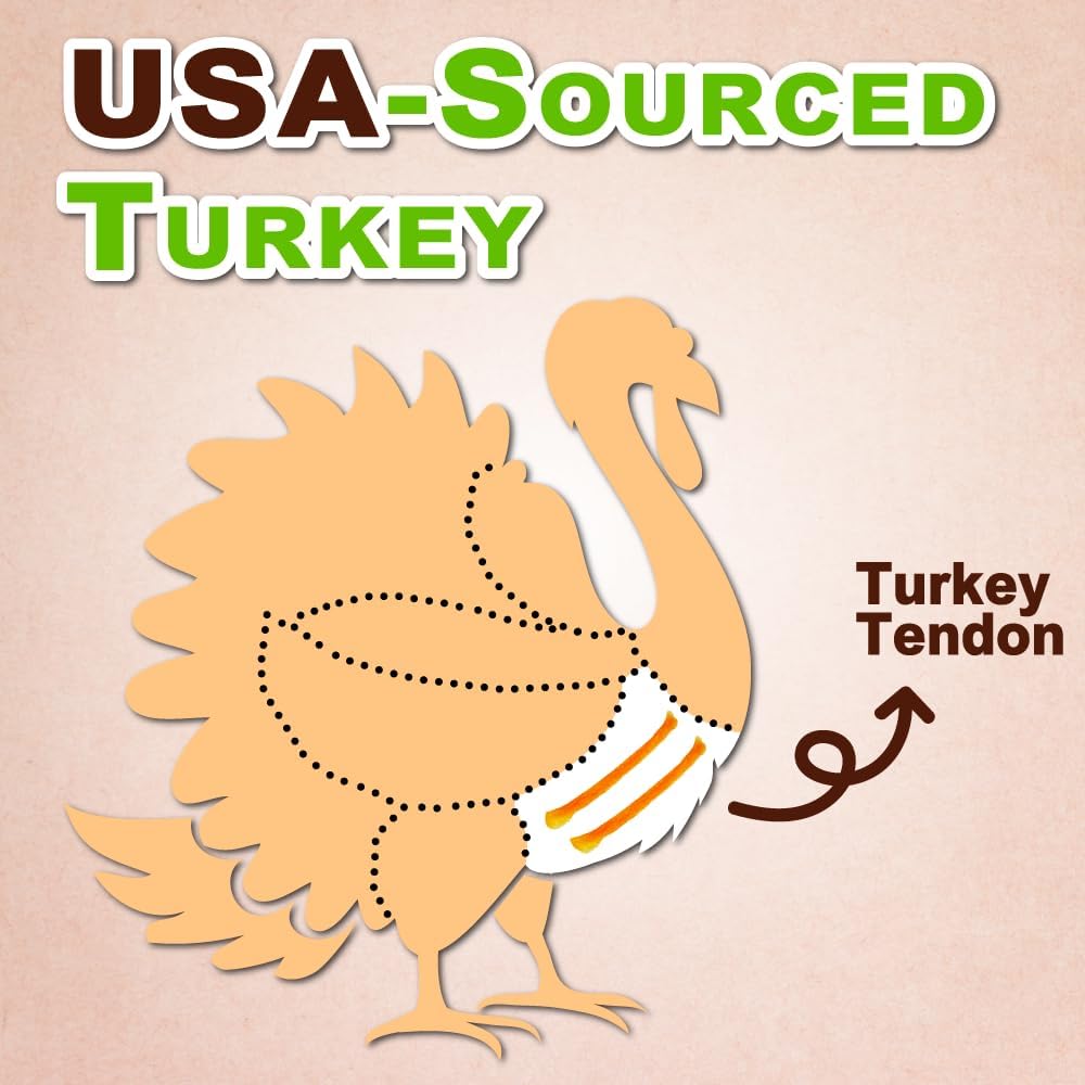 Afreschi Turkey Tendon Bone (M) 3.17 oz, USA-Sourced Turkey Tendon, All Natural Human Grade Dog Chew, Hypoallergenic, Rawhide Alternative, Dog Treats for Medium Breeds