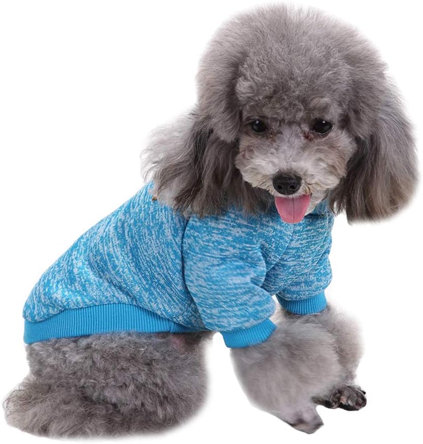 Jecikelon Dog Clothes Dogs Sweater Soft Puppies Clothing Winter Puppy Sweaters Warm Outfit for Dogs Small XXS XS Cat Apparel (Light Blue, S)