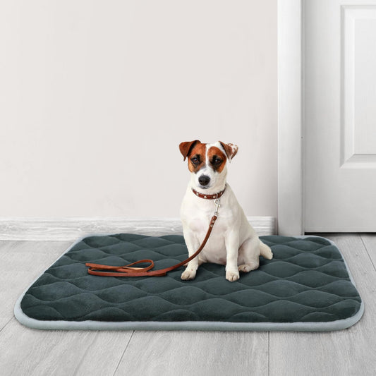 furrybaby Dog Crate Pad for Dog Cages Flat Crate Mat Kennel Pad with Anti-Slip Bottom Machine Washable for Pet Bed Sleeping (S 24x18'', Grey Mat)