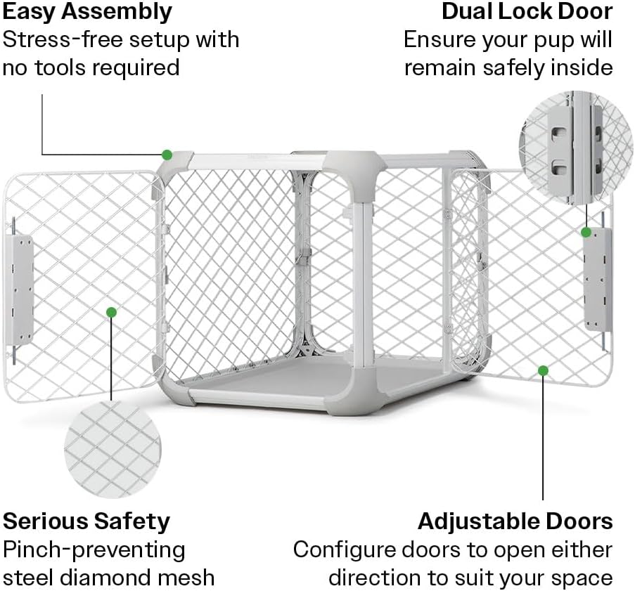 DIGGS Evolv Dog Crate - Slim, Durable Dog Kennel with Removable Ceiling Panel and Modular Design - Safe, Stylish, Convenient (Ash, Large)