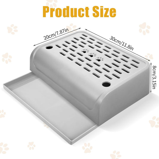 Cat Ramp for Litter Box Step, Stainless Steel Automatic Litter Box Ramp Cat Steps Mat with Filter Function, Double Layered Self Cleaning Cat Stairs with Storage Space for Litter Catcher (Grey)