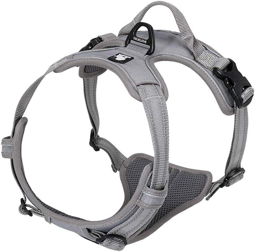 TRUE LOVE Adjustable No-Pull Dog Harness Reflective Pup Vest Harnesses Comfortable Control Brilliant Colors Truelove TLH5651(Gray,M)
