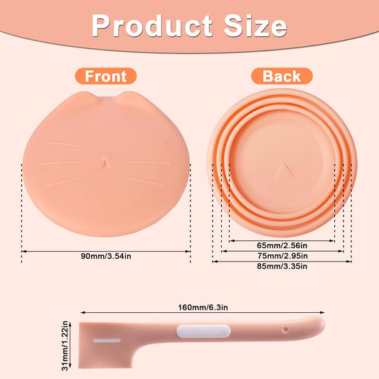 6 Pcs Pet Food Can Supplies Set, 3 Pcs Silicone Dog Cat Food Can Covers Lids and 3 Pcs Cat Food Mix Spoons, Dishwasher Safe