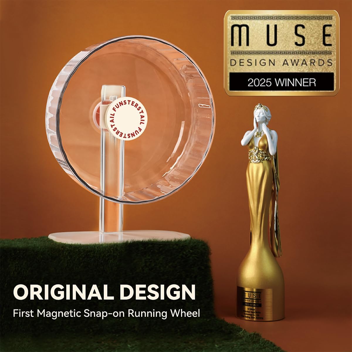 Super Silent Hamster Wheel 8.7 Inch, Magnetic Rat Wheel for Chinchilla, Gerbil, Guinea Pig, Cat, Mouse, Sugar Glider and Dwarf, Syrian Hamster Accessories (Cream White)