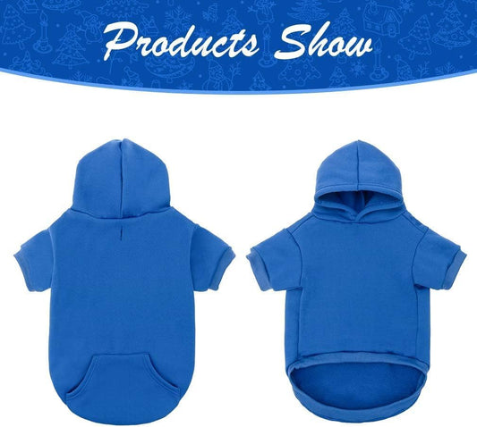 KOOLTAIL Basic Dog Hoodie - Soft and Warm Dog Hoodie Sweater with Leash Hole and Pocket, Dog Winter Coat, Cold Weather Clothes Sweatshirt for Small Medium Large Dogs Puppy Cat Boys Girls Blue SM