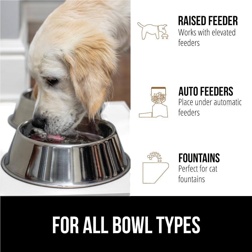 GORILLA GRIP 100% Waterproof Raised Edge BPA Free Silicone Pet Feeding Mat, Dog Cat Food Mats Contain Spills Protects Floors, Placemats for Cats and Dogs Water Bowl, Pets Accessories 32x24 White